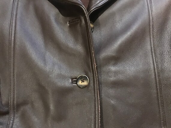 Vintage Eddie Bauer Dark Brown Leather Jacket Men… - image 5