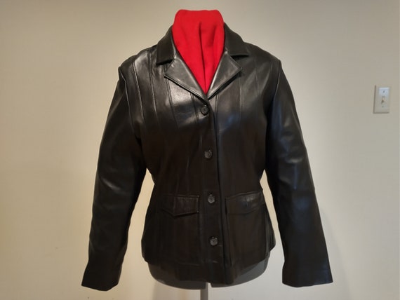 Vintage Mossimo Women's Real Leather Black Leather Jacket Size XL 