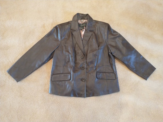Vintage Terry Lewis Women s Brown Leather Executive Jacket Size 1X