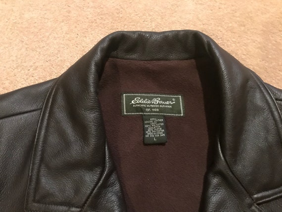 Vintage Eddie Bauer Dark Brown Leather Jacket Men… - image 4
