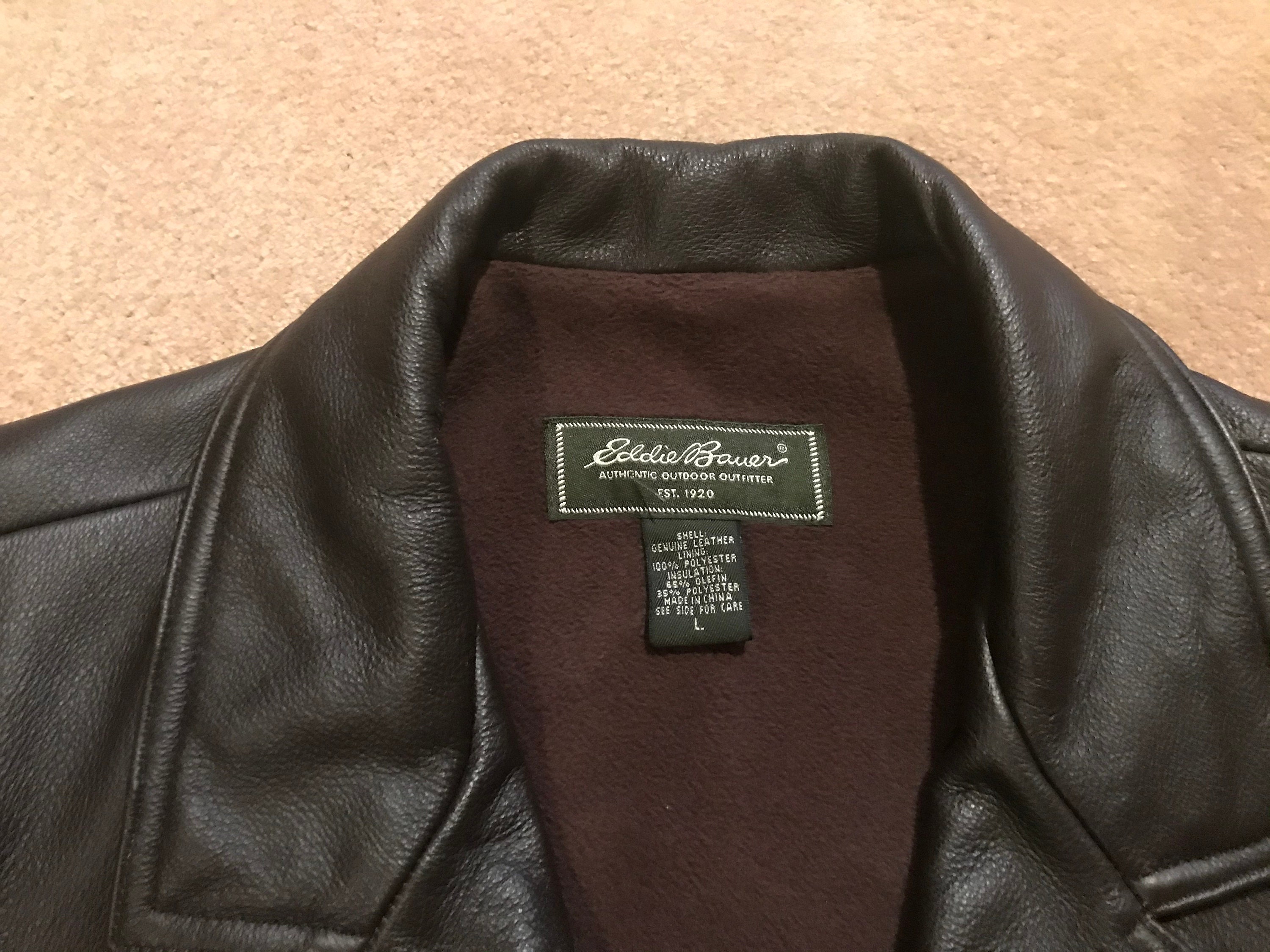 Vintage Eddie Bauer Dark Brown Leather Jacket Men's Large - Etsy