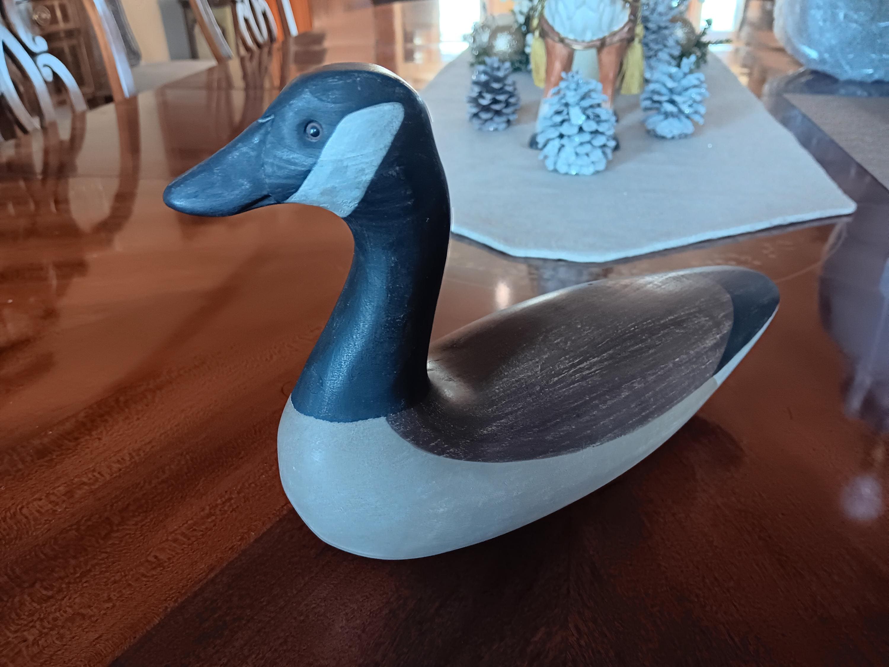 Vintage Canada Goose Decoy Hand Carved and Painted Solid Wood 