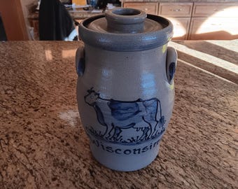 RARE NEW Rowe Pottery Works 1985 Butter Churn Horse Design Salt