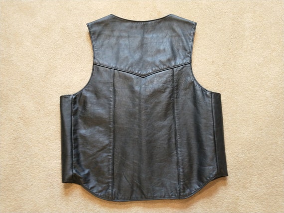 Vintage Steer Brand Black Leather Men's Vest Size… - image 3