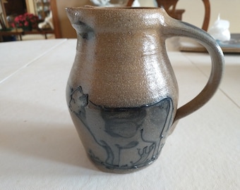 Vintage Rowe Pottery Small Pitcher Dairy Cow Motif 1988