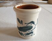 Vintage Rockdale Union Pottery Works Stoneware Salt Glaze Small Jar Bird Motif 1996