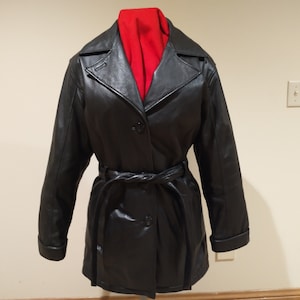 Vintage Wilson&#39;s Women&#39;s Black Leather Jacket Size XL Raincoat Style