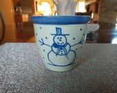 Vintage Beaumont Brothers Pottery Stoneware Salt Glaze Small Jar Snowman Motif