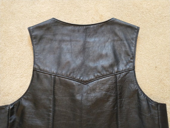 Vintage Steer Brand Black Leather Men's Vest Size… - image 4
