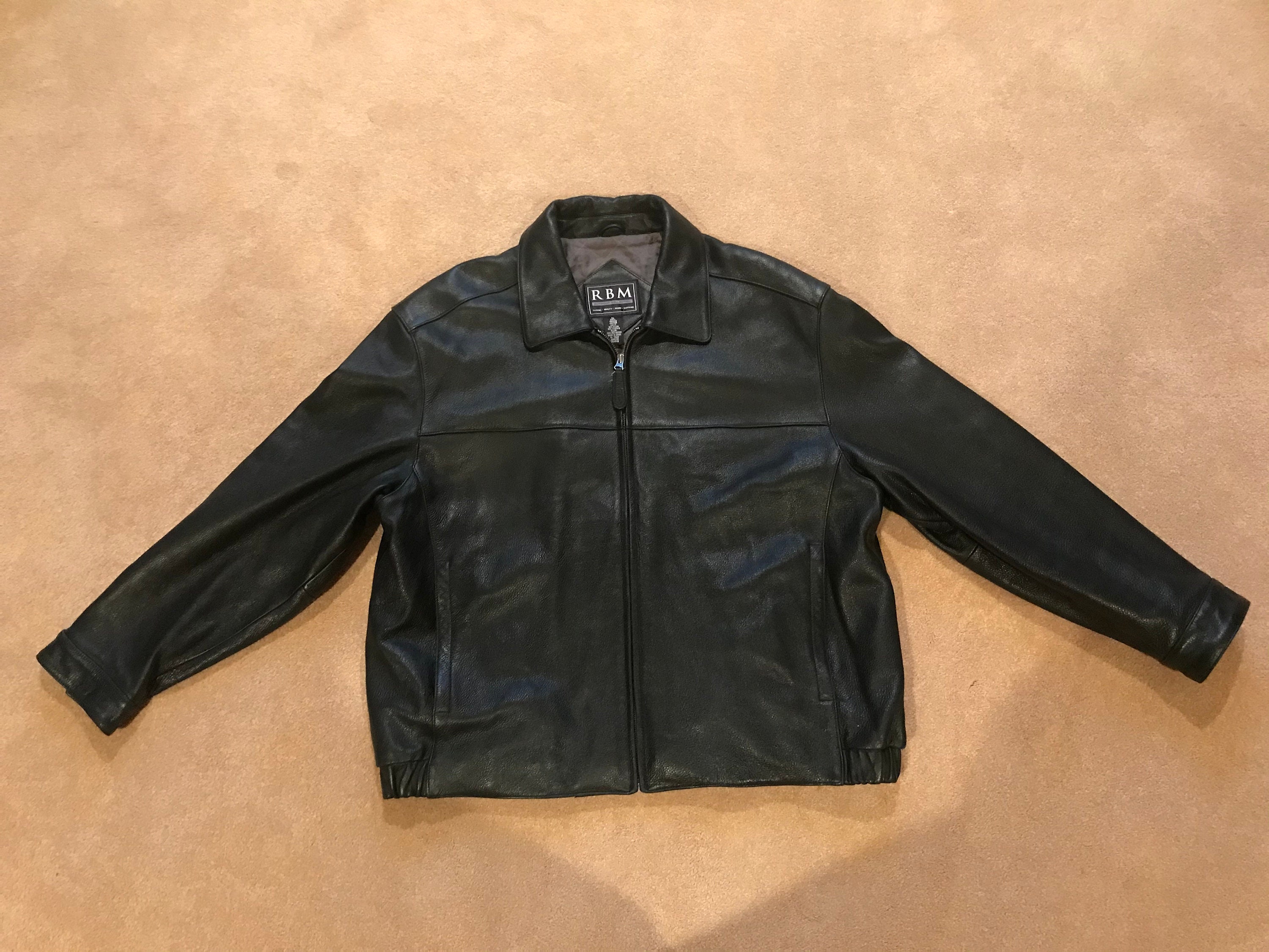 Vintage RBM XL Men's Black Leather Jacket by RBM | Etsy