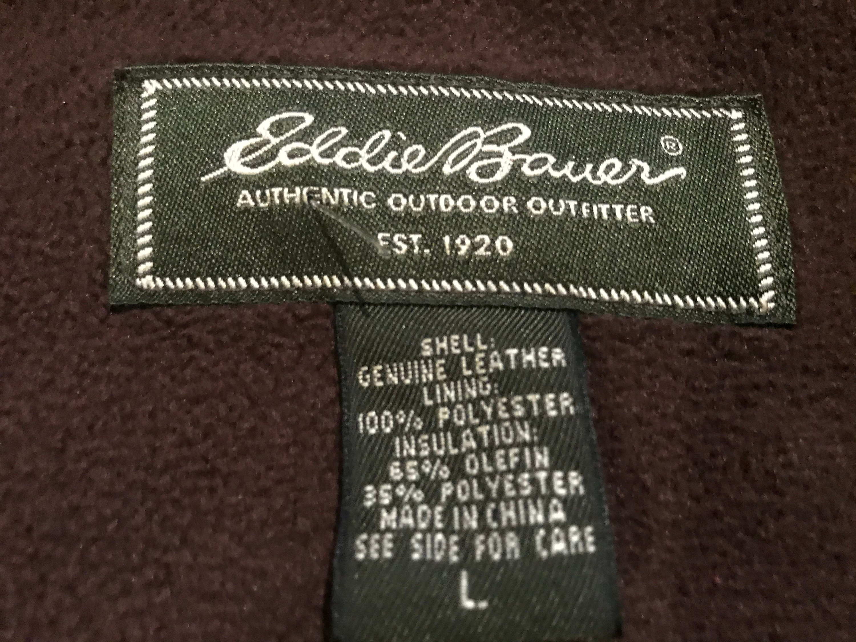 Vintage Eddie Bauer Dark Brown Leather Jacket Men's Large | Etsy