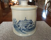 Vintage Maple City Pottery Cookie Jar Barn Motif