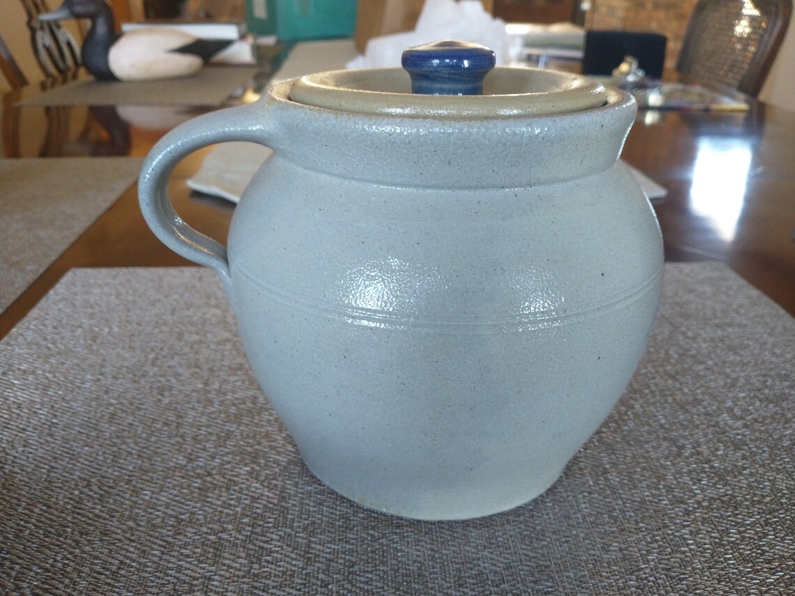 Vintage Wisconsin Pottery Stoneware Salt Glaze Bean Pot With Etsy