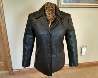 Vintage Sonoma Woman's Black Leather Jacket Size Medium