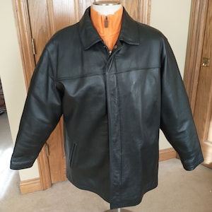 Vintage Croft and Barrow Men&#39;s Black Leather Coat Bomber Style Jacket Size XL