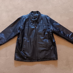 Vintage St John&#39;s Bay Men&#39;s Black Leather Coat Size 2XLT