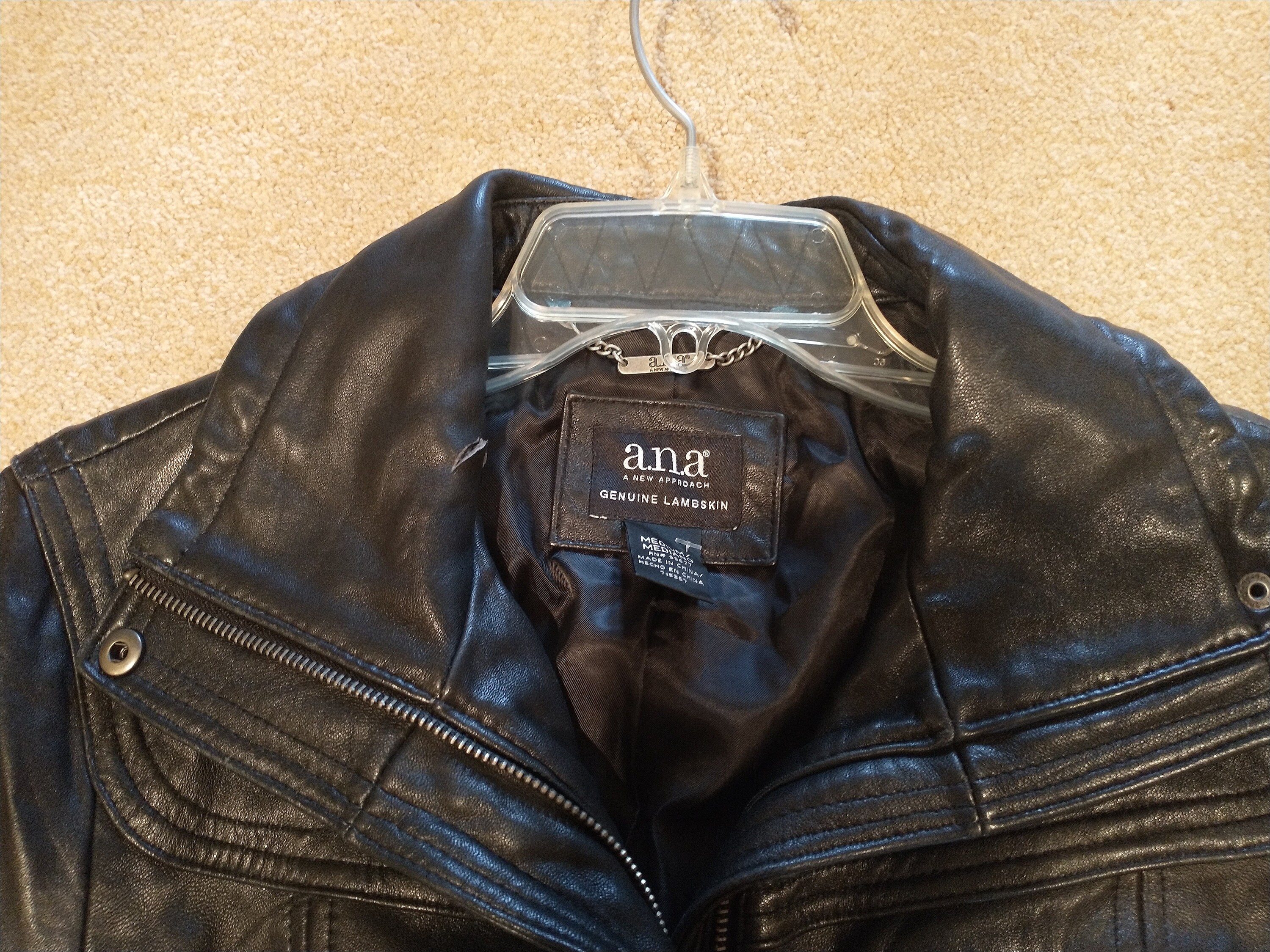 Black Leather Motorcycle Jacket Size 