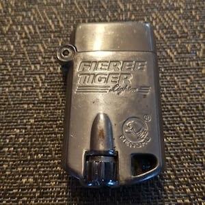 Vintage Fieree Tiger Cigarette Lighter Butane Sparks But Doesn&#39;t Light