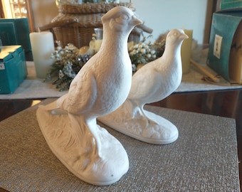 Vintage Pair Of Ceramic Pheasants Made by Edgerton Pottery