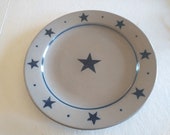 Vintage Rowe Pottery Stoneware Salt Glaze Dinner Plate With Star Motif