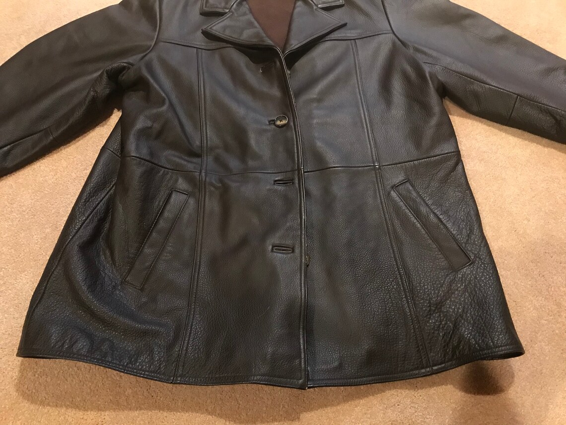 Vintage Eddie Bauer Dark Brown Leather Jacket Men's Large Etsy