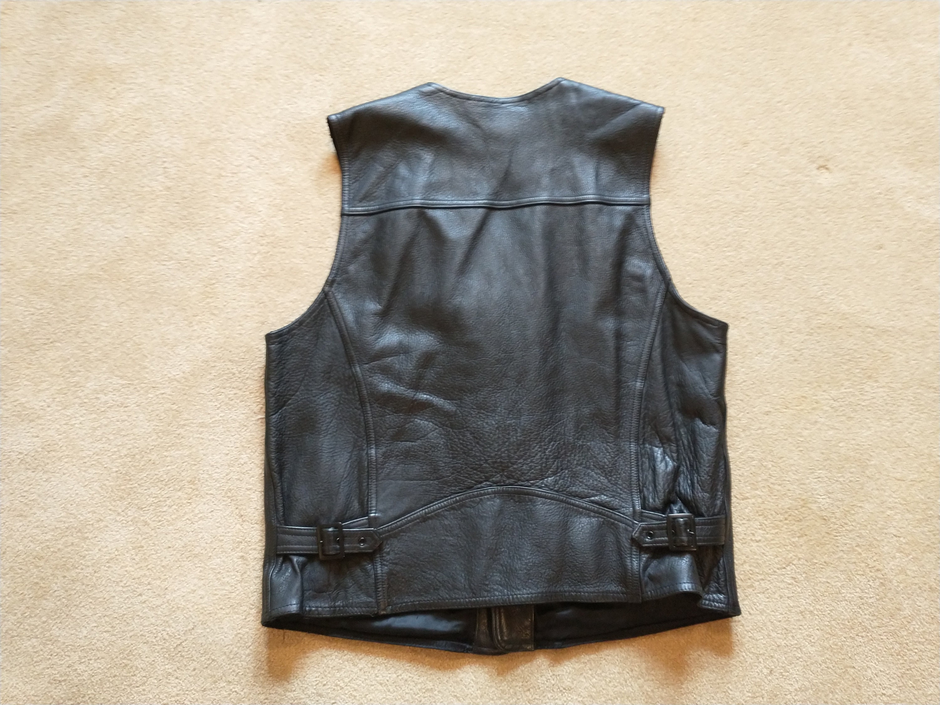 Vintage Letters Black Leather Men's Vest Size Large Heavy - Etsy