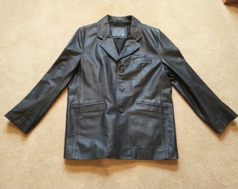 Vintage Ciro Citterio Men's Black Leather Jacket Size L Blazer Style Jacket