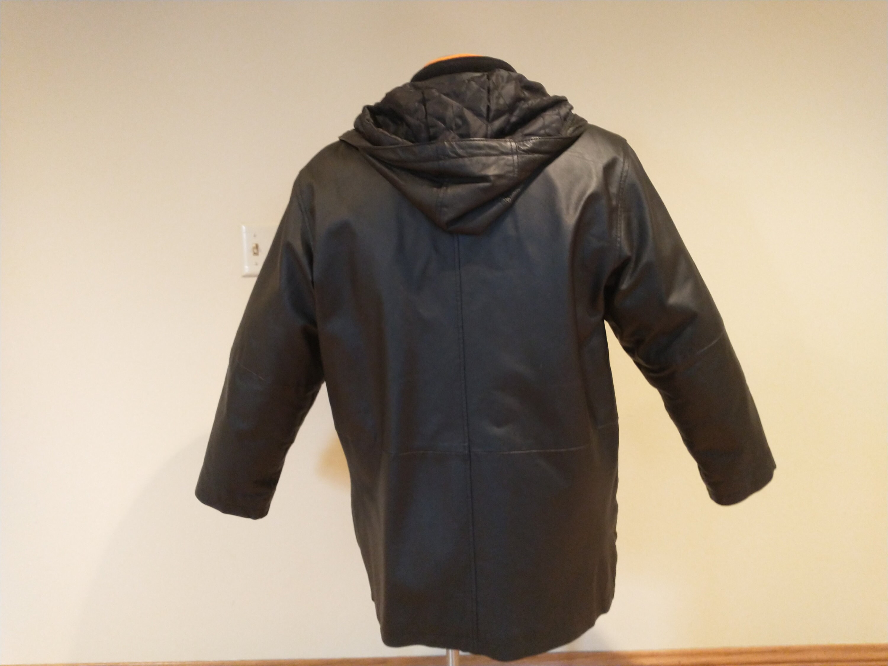 Marc Mattis Men s Black Leather Jacket Size XL Detachable Hood Etsy
