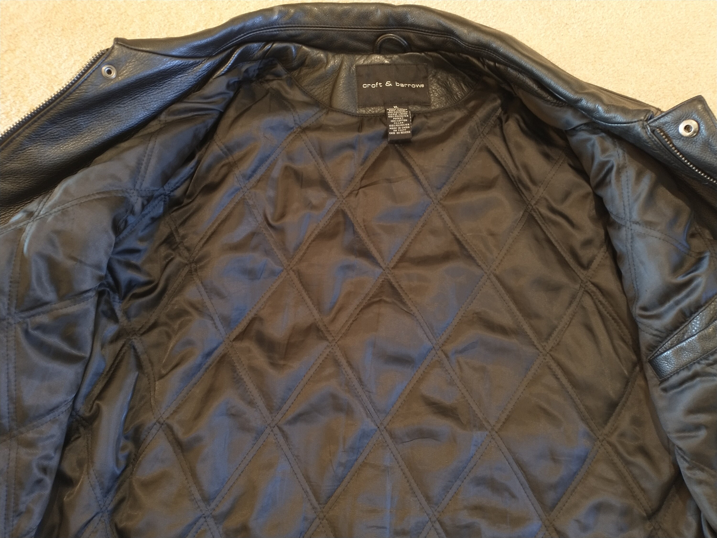 Vintage Croft and Barrow Men s Black Leather Coat Bomber Style