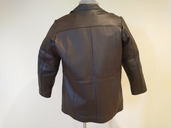 Vintage Eddie Bauer Dark Brown Leather Jacket Men… - image 10