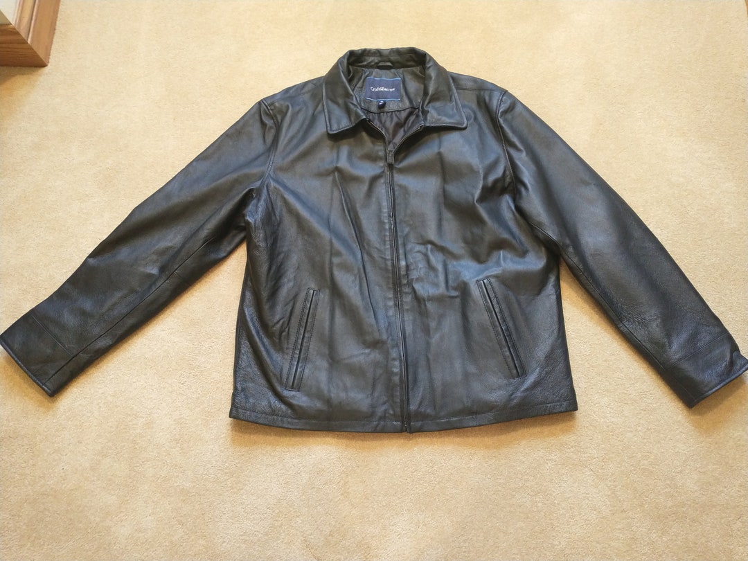 Vintage Croft and Barrow Men's Black Leather Jacket Size XL - Etsy