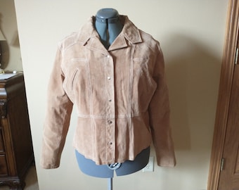 Vintage Wilson's Maxima Women's Snap On Suede Leather Jacket Tan XL
