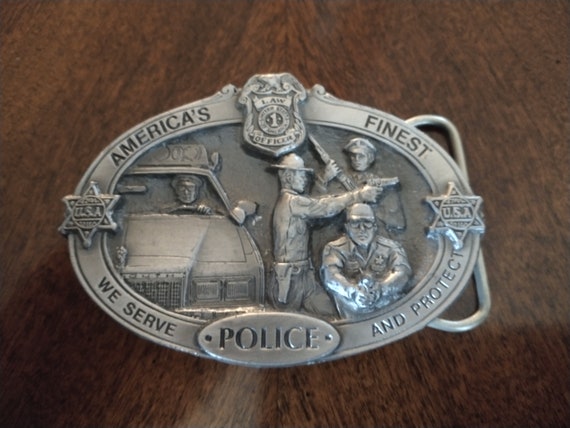 Vintage Police America's Finest Belt Buckle 1988 C J Limited Edition