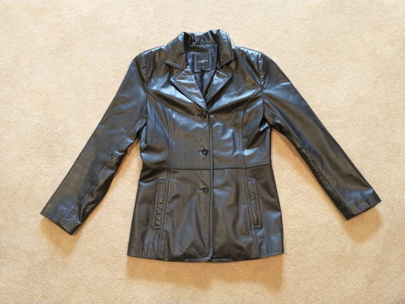 Vintage Colebrook Women's Black Leather Jacket Li… - image 1