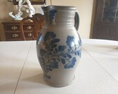 Vintage Rowe Pottery Stoneware Salt Glaze Huge Pitcher With Floral Motif 2001