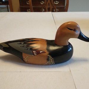Vintage Wooden Duck Decoy Folk Art Hand Carved And Painted Solid Wood Hand Painted Great Folk Art Look