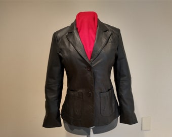 Vintage Women&#39;s Metrostyle Genuine Leather Jacket Size 10 Blazer Type Jacket