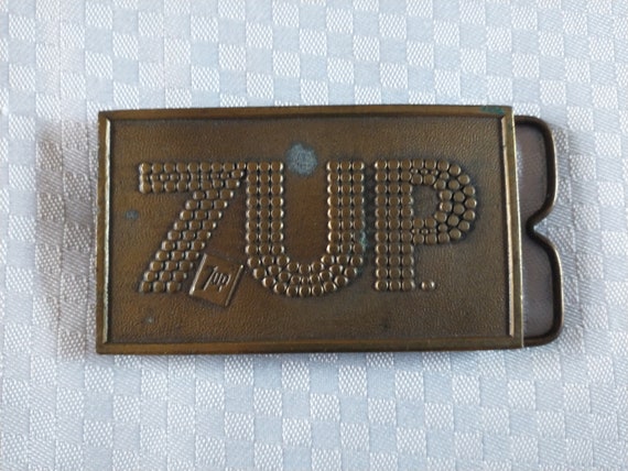 Vintage 7UP Bottle Opener Belt Buckle 1978 Brass