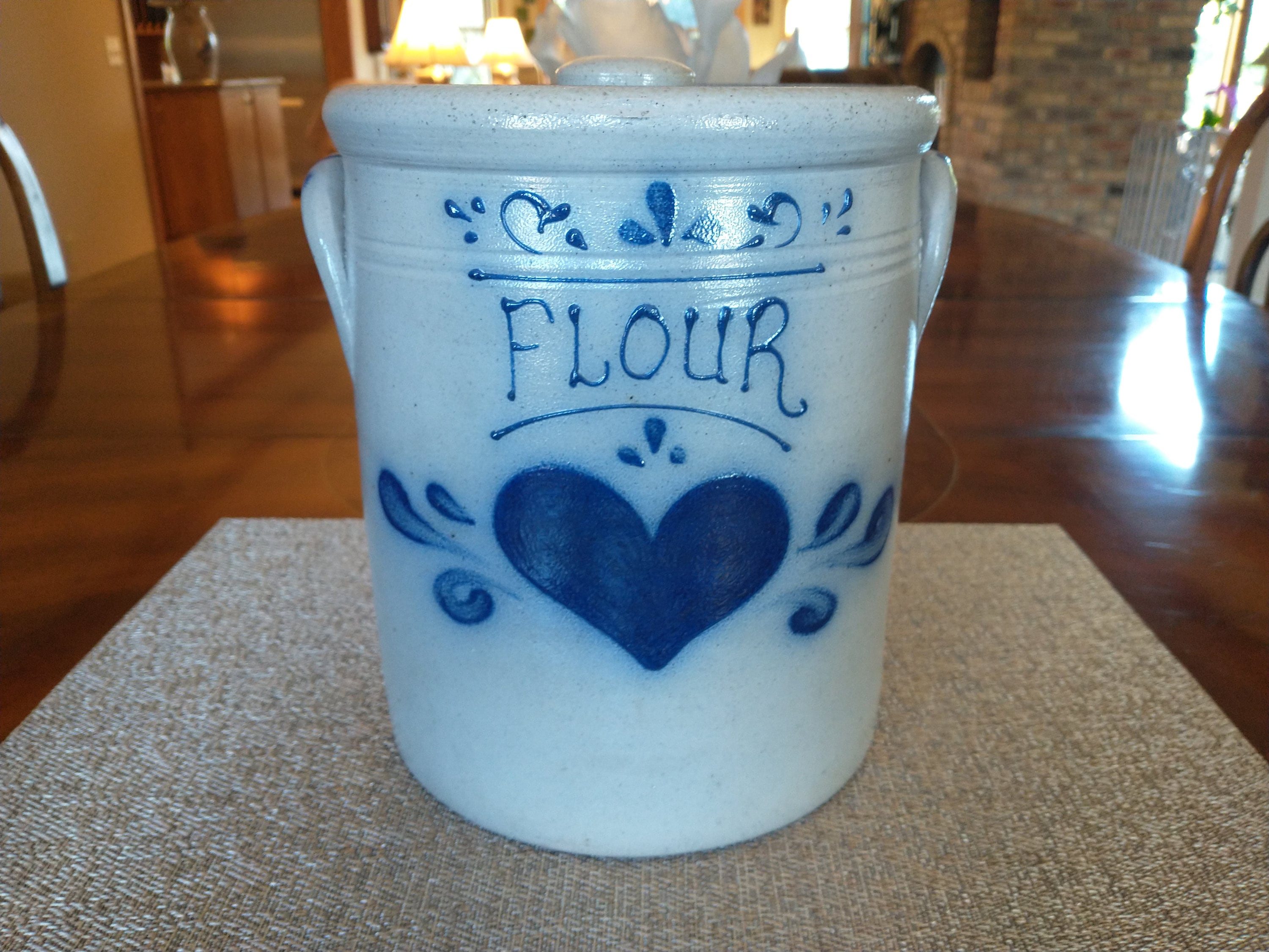 Rowe Pottery Works 陶器キャニスター Rowe Pottery Works 1986 Cambridge Wisconsin Salt Glaze