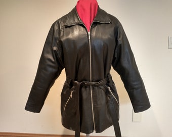 Vintage Sonoma Women&#39;s Real Leather Black Leather Jacket Size L