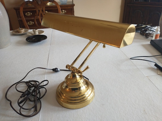 Vintage adjustable brass desk lamp deals