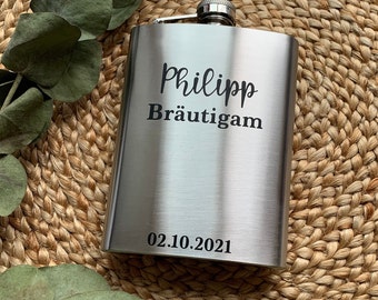 personalized hip flask l Name l Wedding gift l Mr. and Mrs. I Best man l Maid of honor l Groom l Bride