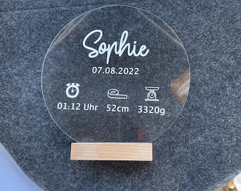 Acrylic disc for birth l Gift l Birth details