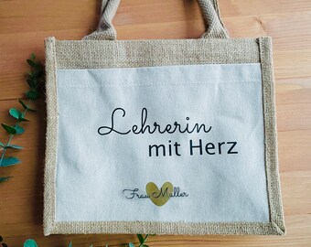 Bag Jute l Educator with Heart l Teacher with Heart l Teacher l Gift
