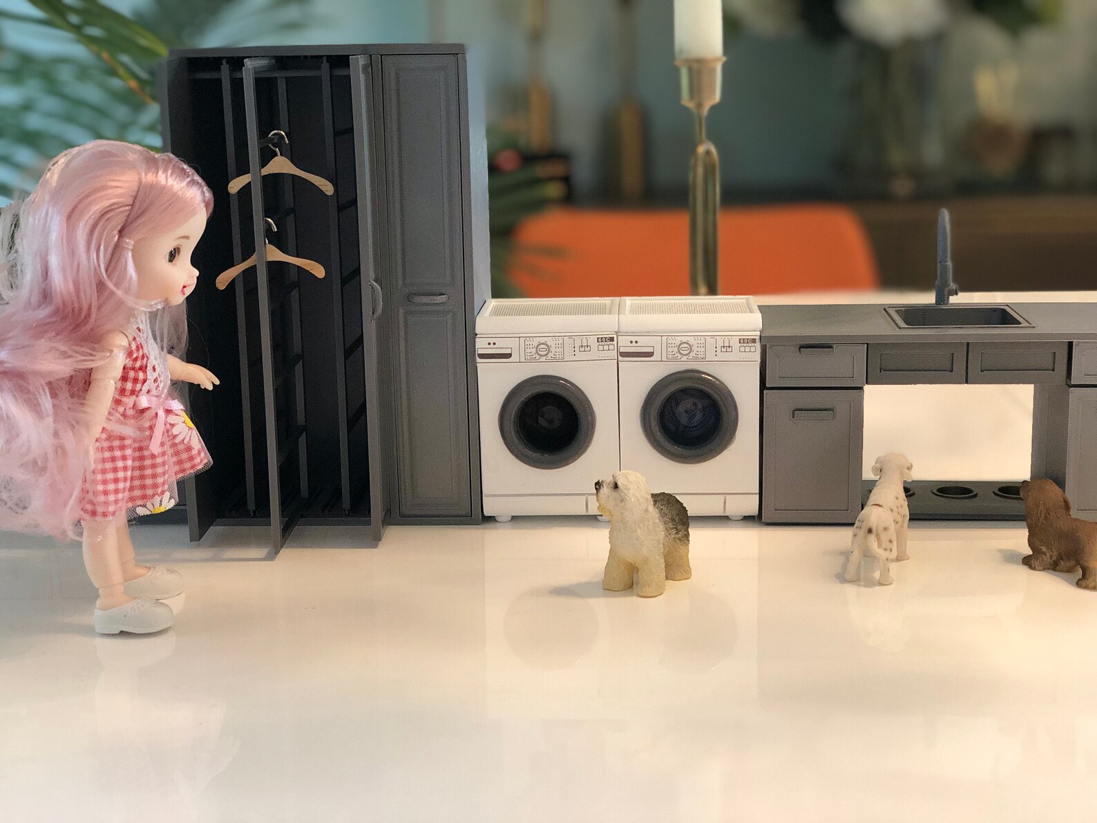 Modern Dollhouse Laundry Room Furniture Tall Etsy