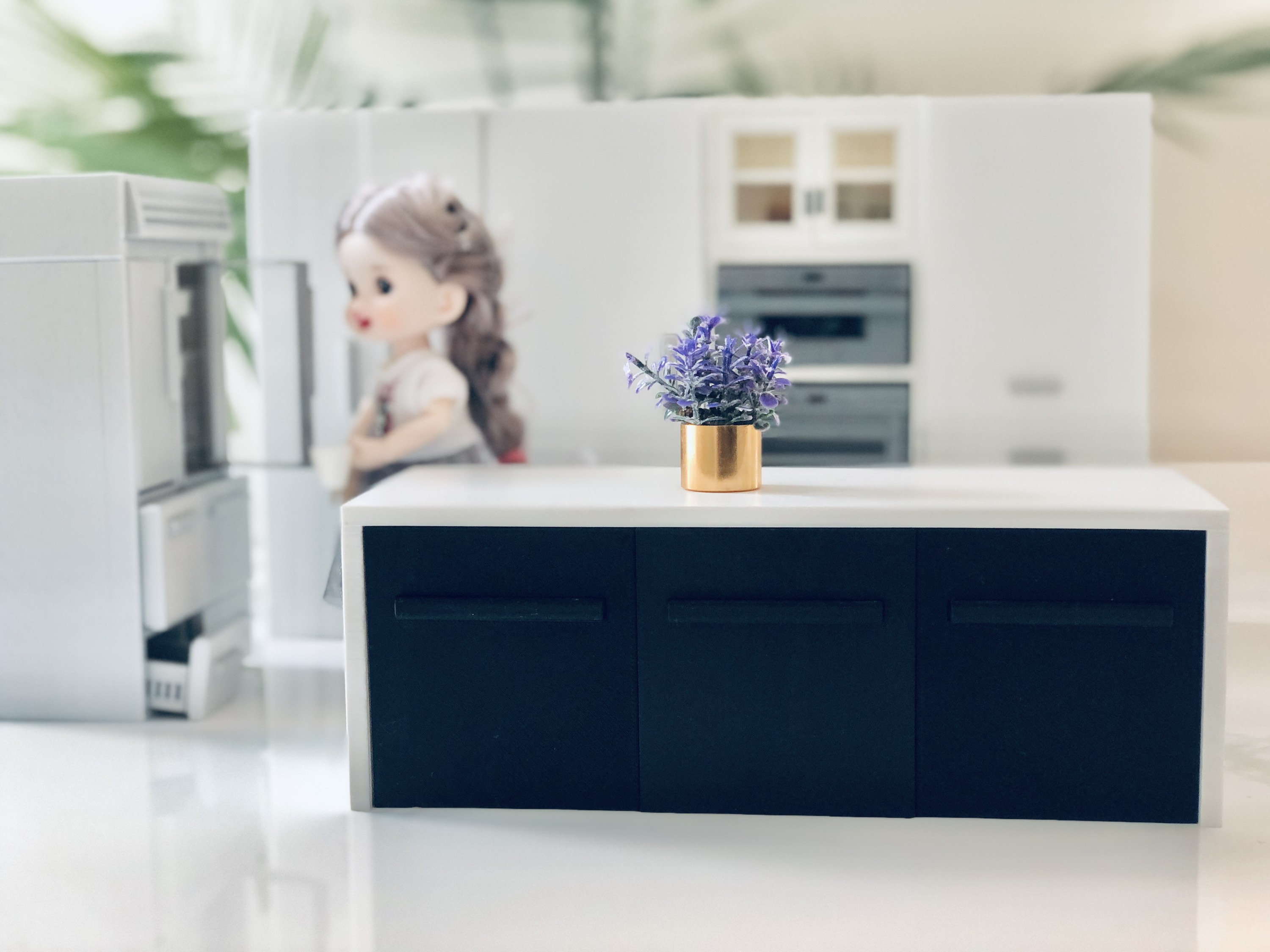 112 Scale Miniature Kitchen Island With Waterfall Countertop Etsy