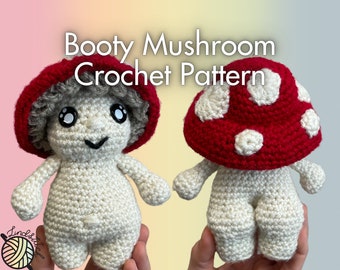 Cheeky Mushroom-pop - geen naaipop - digitaal haakpatroon