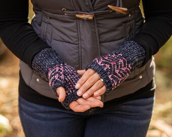 Knitting Pattern | KESTRA MITTS | colorwork fingerless mitts knit pattern by Vanessa Smith Designs