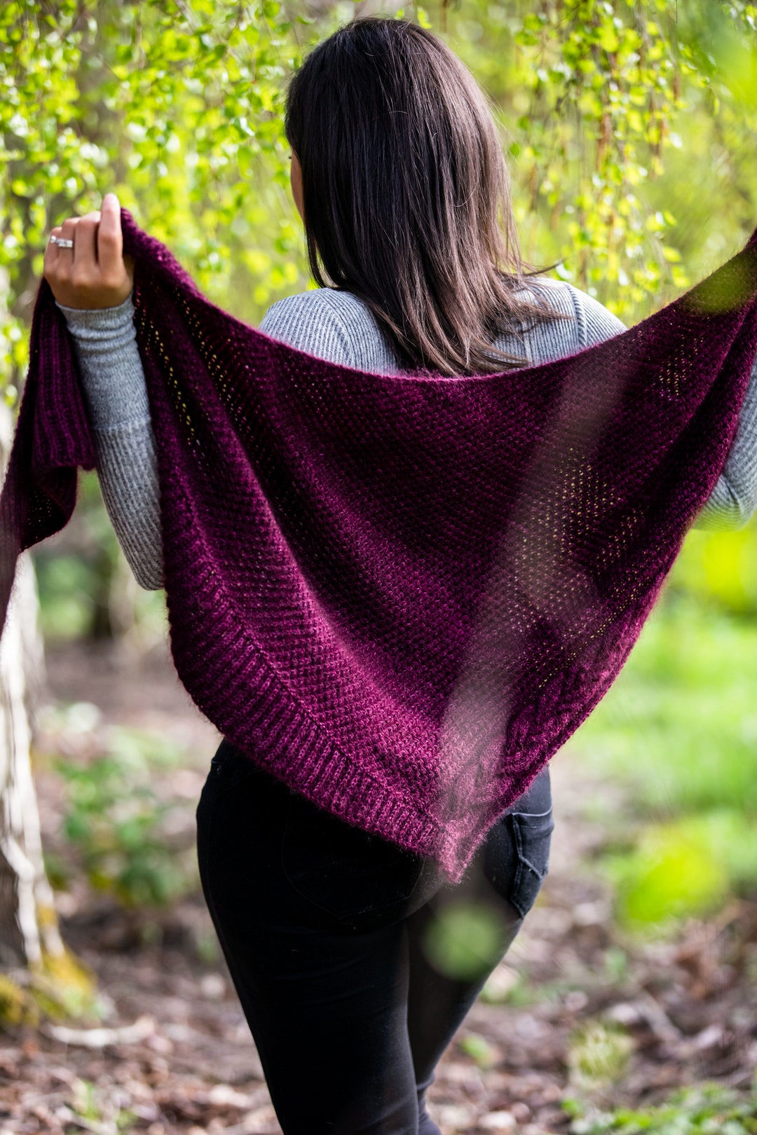 Triangle Shawl Knitting Pattern – Indira – Textured Wrap With Cables ...
