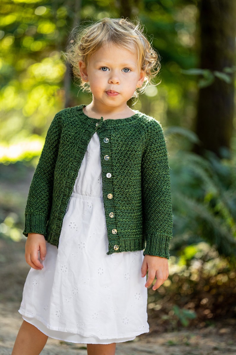 Knitting Pattern LITTLE NYDIA CARDIGAN top down raglan cardigan knit pattern for babies, toddlers, and kids by Vanessa Smith Designs image 1